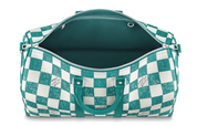 Louis Vuitton Keepall Bandouliere 45 Teal Blue carreaux blanc turquoise intérieur
