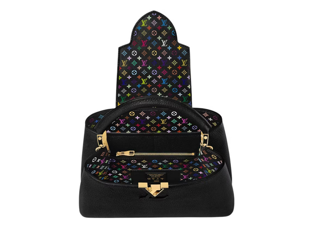 Louis Vuitton x Takashi Murakami Capucines MM Black multicolor logo icône  or 