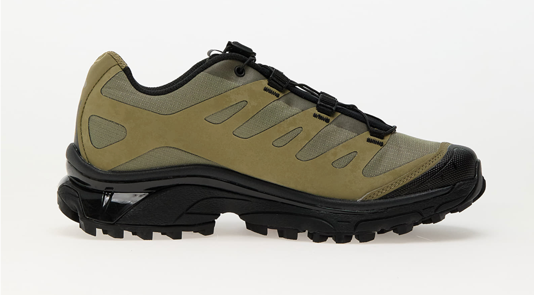 Salomon XT-4 OG Protective Aloe Black – sneakers trail-running vertes et noires avec amorti ACS, vue de dos