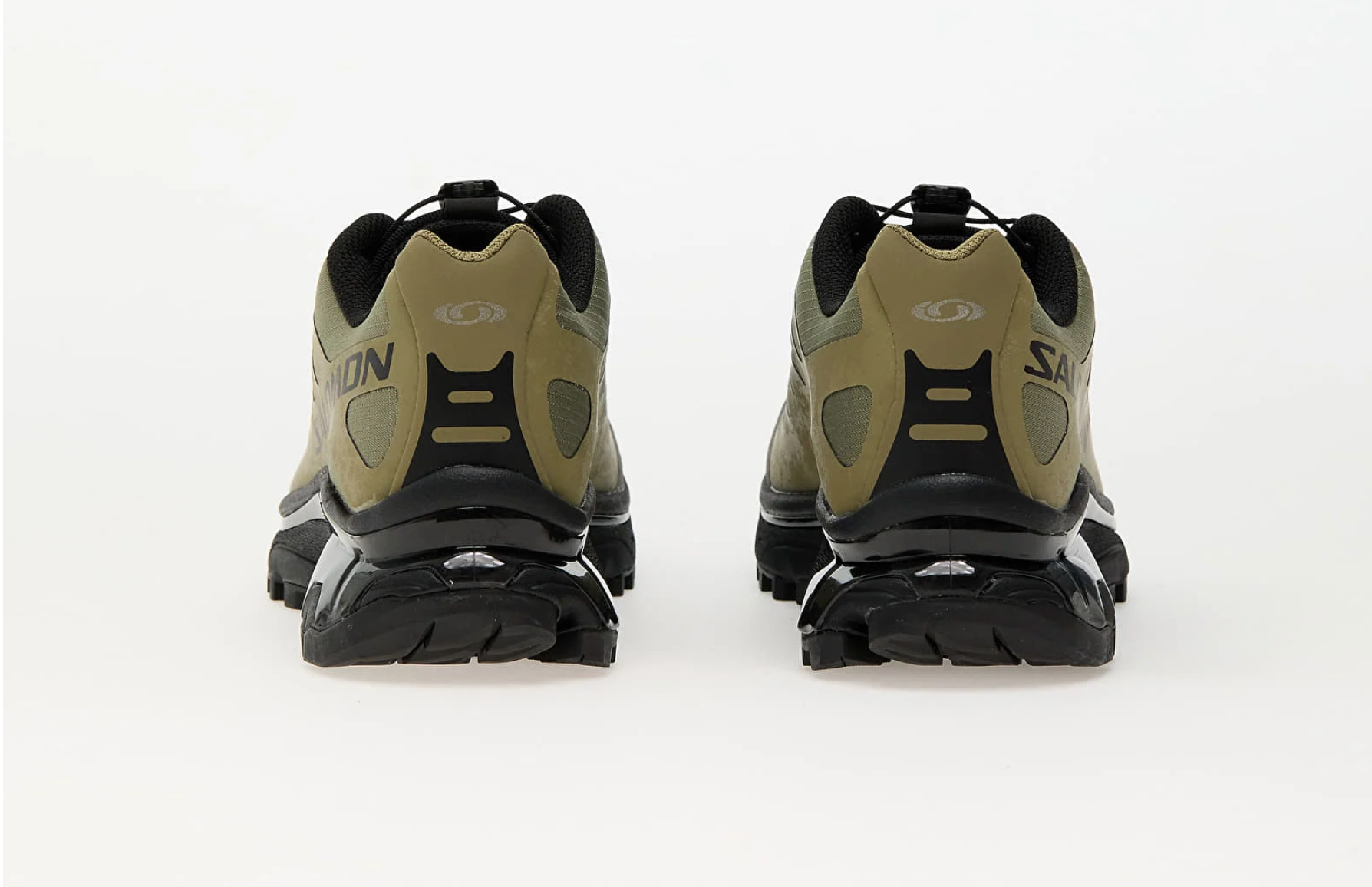 Salomon XT-4 OG Protective Aloe Black – sneakers trail-running vertes et noires avec amorti ACS, vue de derrière 