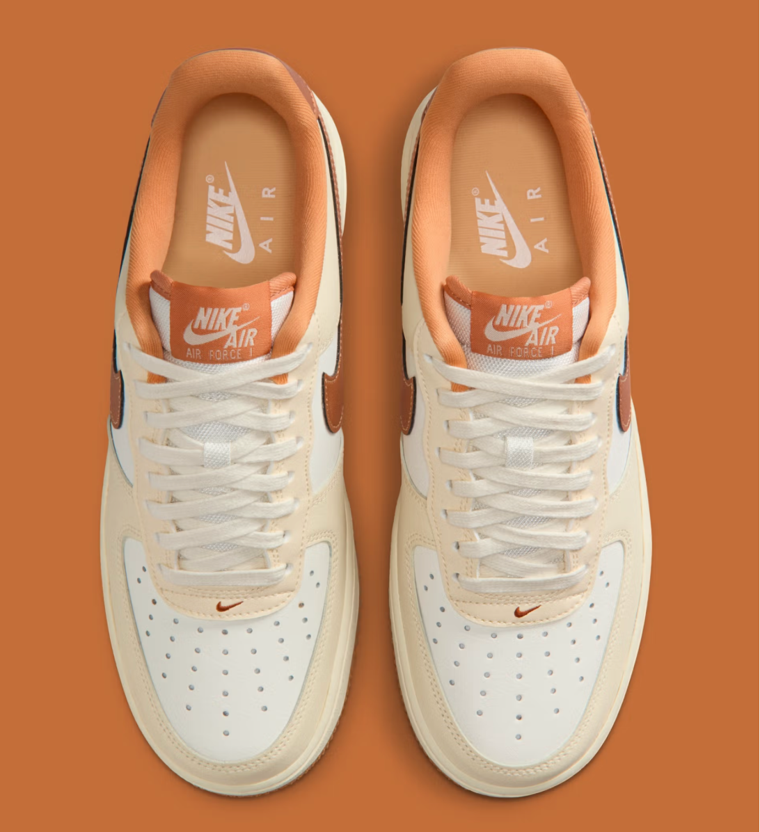 Sneakers Nike Air Force 1 Low 07 Coconut Milk en cuir premium avec accents dorés et cuivrés et amorti Air iconique