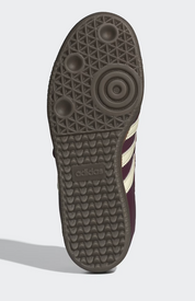 Sneaker adidas Samba Jane Maroon Cream White en cuir bordeaux et crème avec bride Mary Jane et semelle gomme rétro emblématique.