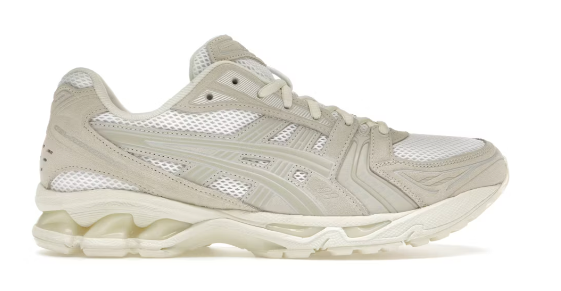 ASICS Gel-Kayano 14 White Smoke Grey – sneakers femme confortables , vue de face 