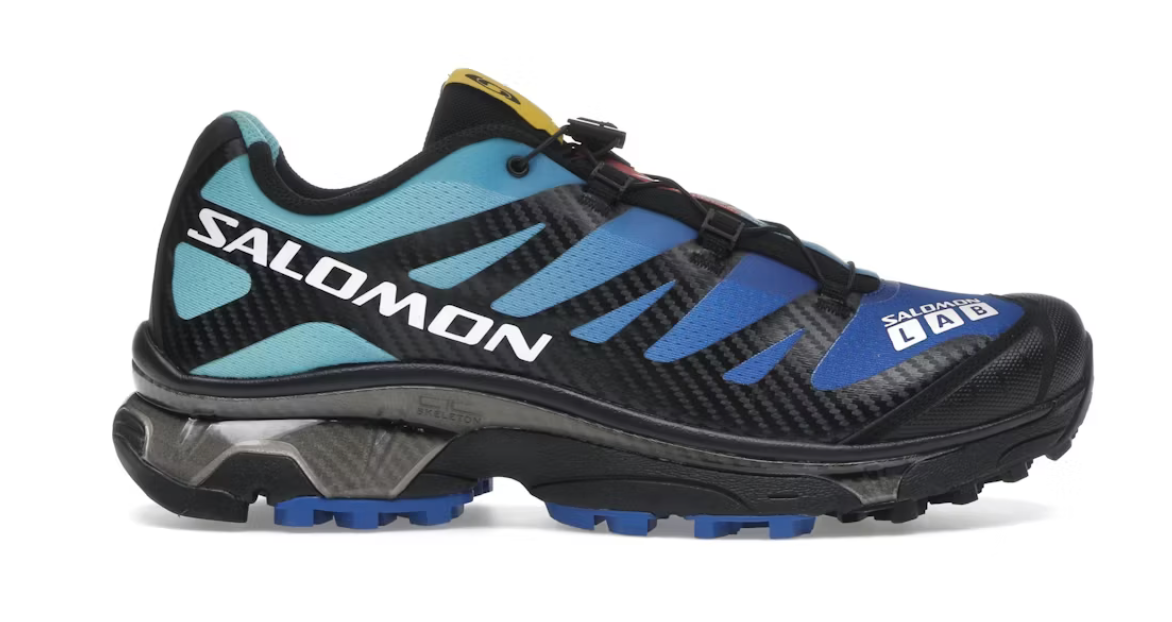 Salomon XT-4 OG noire avec détails Nautical Blue, châssis Agile et semelle Contagrip.