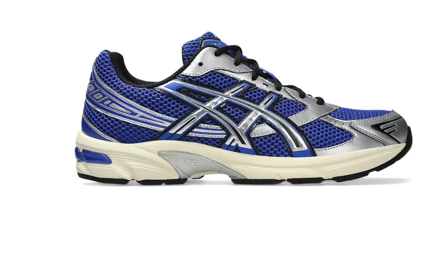 Sneakers ASICS Gel-1130 en bleu et argenté avec mesh respirant et amorti GEL® premium.Vue de coté