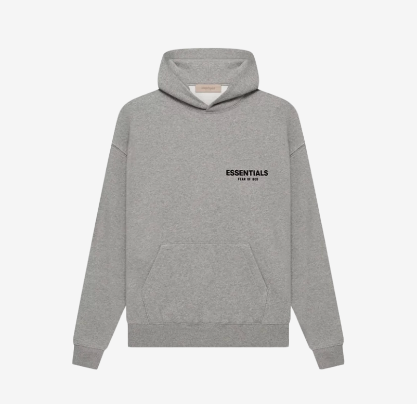 Sweat Fear Of God Essentials beige Dark Oatmeal en coton épais avec coupe oversize et logo discret minimaliste