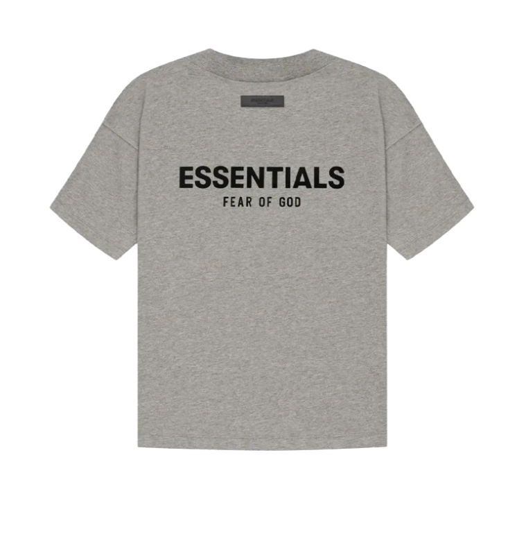 T-shirt Fear of God Essentials beige Dark Oatmeal en coton avec col rond et coupe ample minimaliste élégant 