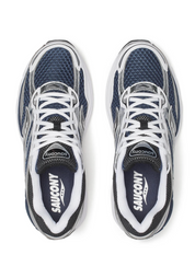 Saucony ProGrid Omni 9 Deep Navy en mesh bleu marine avec empiècements suède et semelle amortissante ProGrid. vue de dessus