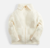 Casablanca Checked Bouclé Cardigan Light Beige, cardigan Casablanca beige clair à manches longues avec texture bouclée, motif à carreaux et fermeture boutonnée.