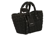 Balenciaga Bistro XS Basket Top Handle Bag In Denim Black White