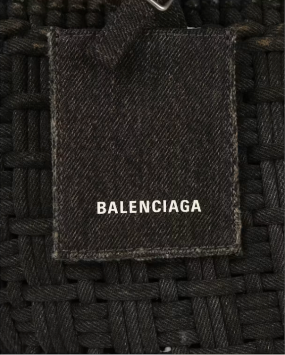 Balenciaga Bistro XS Basket Top Handle Bag In Denim Black White
