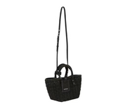 Balenciaga Bistro XS Basket Top Handle Bag In Denim Black White