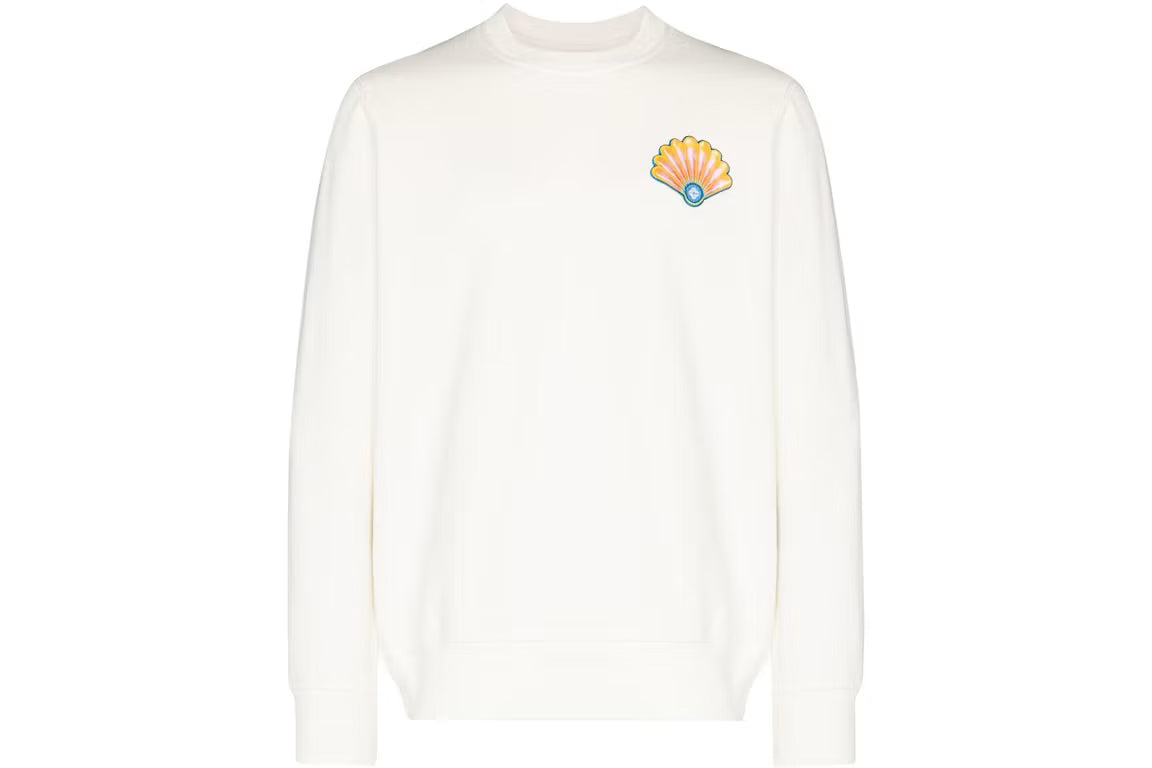 Casablanca Shell Crewneck Sweatshirt Beige, sweatshirt Casablanca beige à manches longues et col rond avec motif Shell.