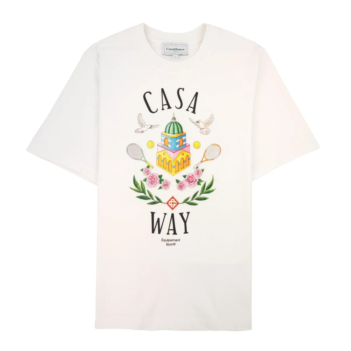 Casablanca Casa Way T-shirt White, tee-shirt Casablanca blanc à manches courtes avec graphisme Casa Way et col rond.