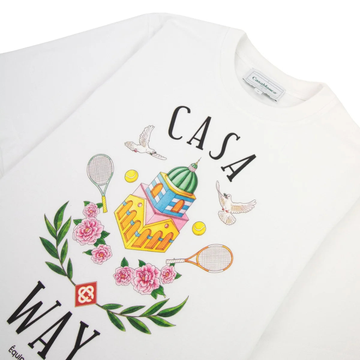 Casablanca Casa Way T-shirt White, tee-shirt Casablanca blanc à manches courtes avec graphisme Casa Way et col rond.