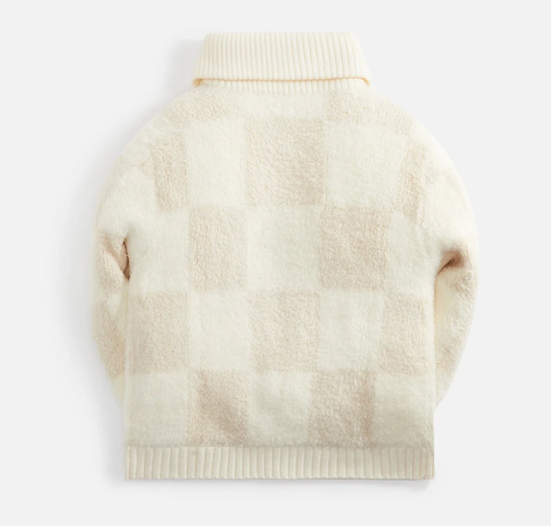 Casablanca Checked Bouclé Cardigan Light Beige, cardigan Casablanca beige clair à manches longues avec texture bouclée, motif à carreaux et fermeture boutonnée.