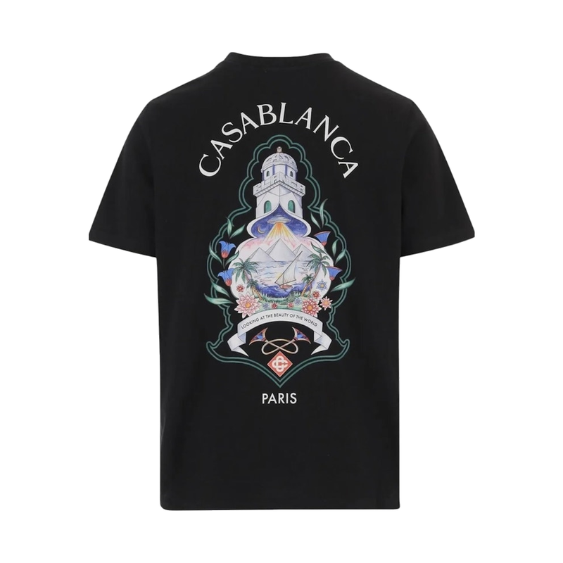 Casablanca Classic T-Shirt Hotel Emblem Black, tee-shirt Casablanca noir à manches courtes et col rond avec Hotel Emblem.