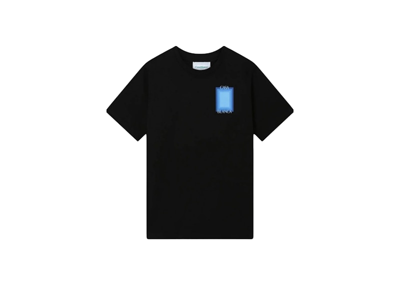 Casablanca Degrade Screen Design T-Shirt Black, tee-shirt Casablanca noir à manches courtes avec graphisme Degrade Screen Design en effet dégradé.