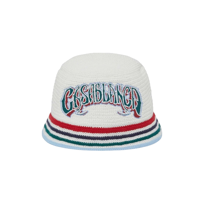Casablanca Gothic Crochet Hat White, chapeau Casablanca blanc en crochet texturé avec détails Gothic.