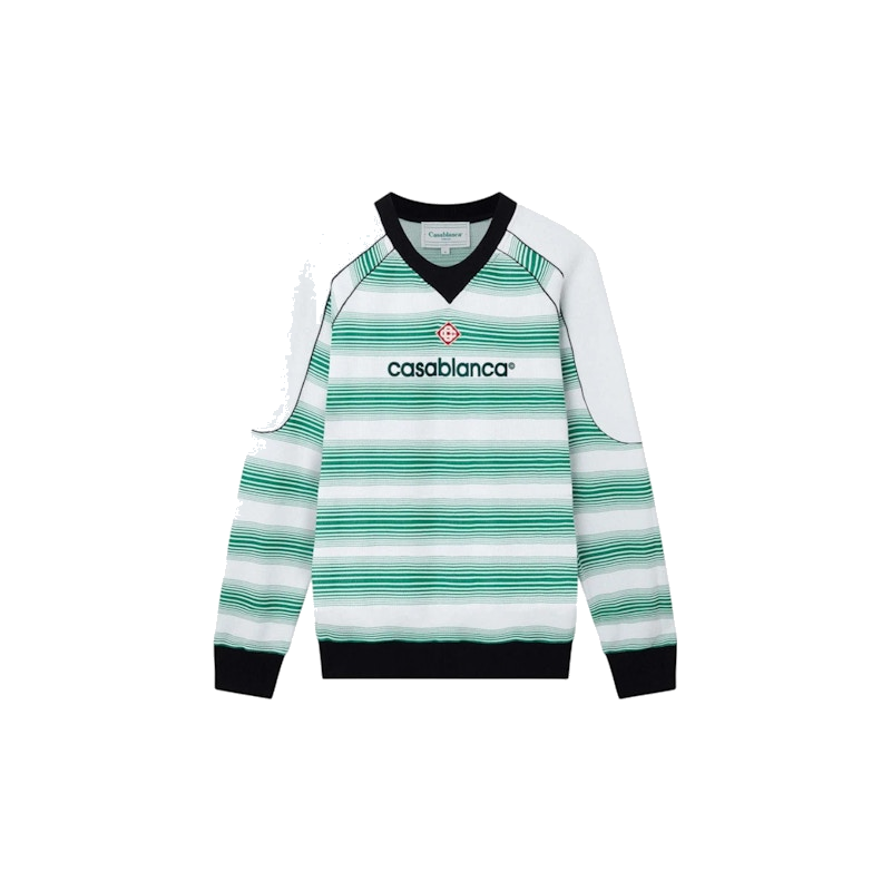 Casablanca Gradient Stripe Interlock Sweatshirt Green, sweatshirt Casablanca vert à manches longues avec construction Interlock et motif à rayures dégradées.