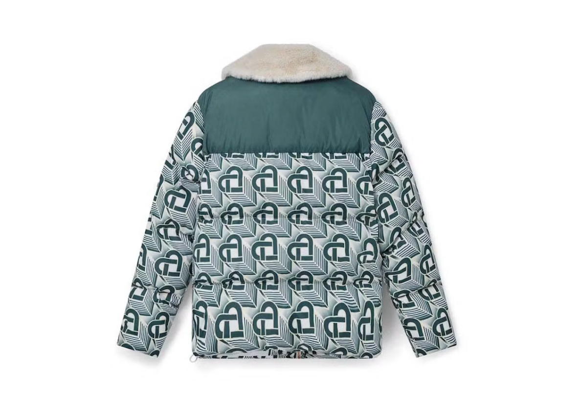Green, doudoune Casablanca matelassée blanche et verte avec motif Heart Monogram.