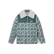 Casablanca Heart Monogram Puffer Jacket White/Green, doudoune Casablanca matelassée blanche et verte avec motif Heart Monogram.