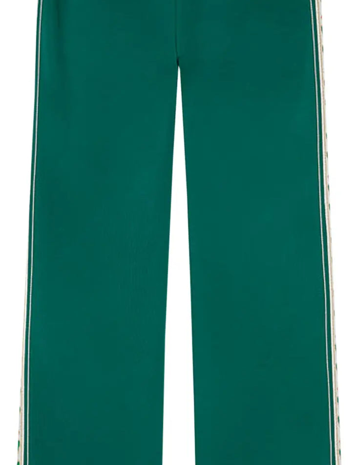 Casablanca Laurel Track Pants Green, pantalon de survêtement Casablanca vert avec design Laurel et silhouette sportswear rétro.