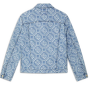 Casablanca Monogram Bleached Denim Jacket Blue, veste en jean Casablanca bleue avec effet délavé Bleached et motif Monogram.