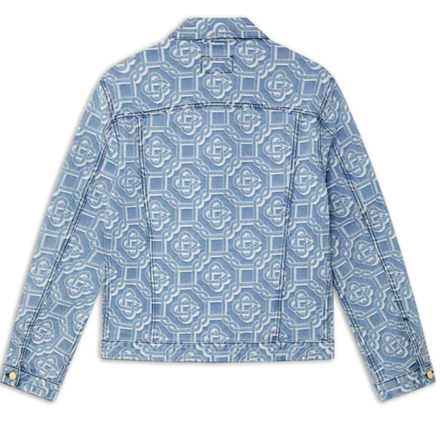 Casablanca Monogram Bleached Denim Jacket Blue, veste en jean Casablanca bleue avec effet délavé Bleached et motif Monogram.