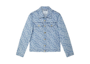 Casablanca Monogram Bleached Denim Jacket Blue, veste en jean Casablanca bleue avec effet délavé Bleached et motif Monogram.