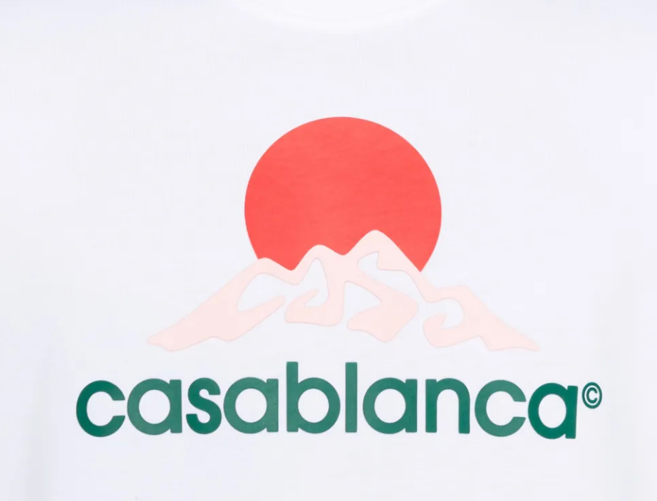 Casablanca Montagne Short Sleeve T-Shirt White, tee-shirt Casablanca blanc à manches courtes avec motif graphique Montagne inspiré des paysages.