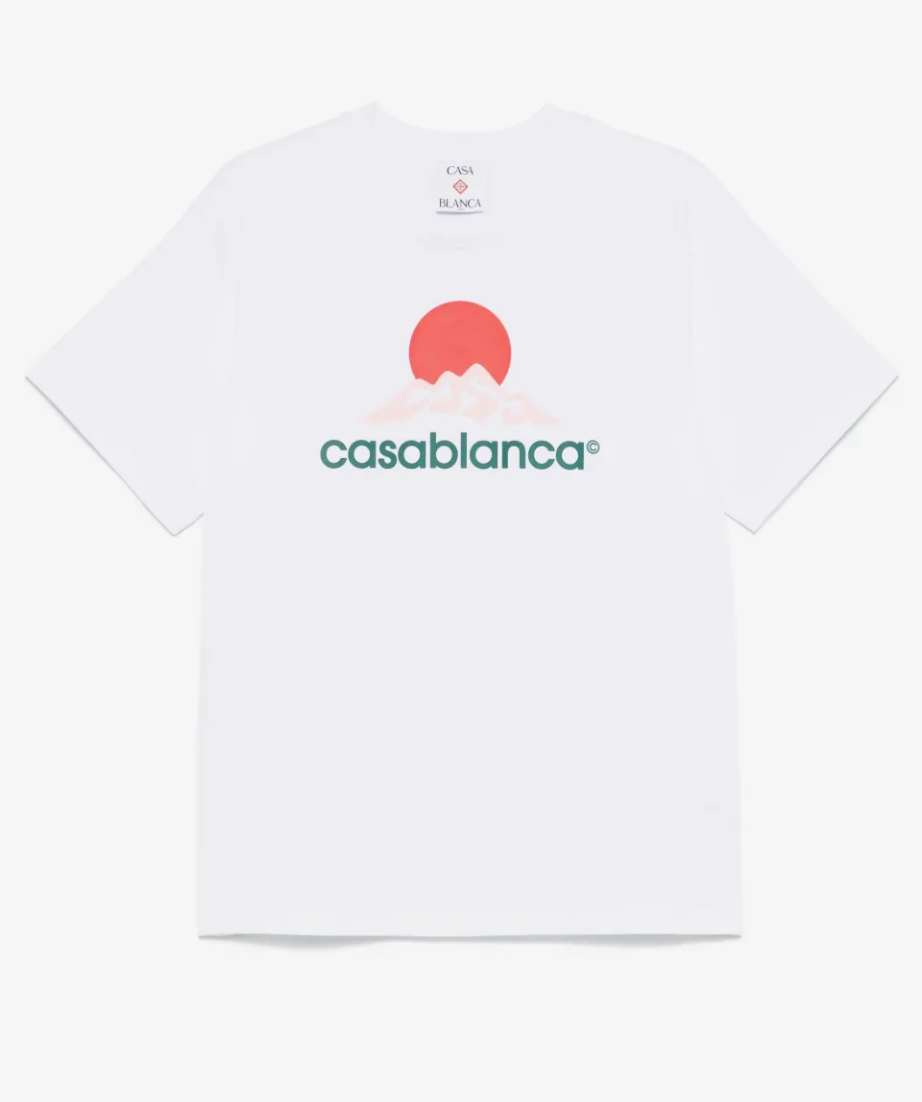 Casablanca Montagne Short Sleeve T-Shirt White, tee-shirt Casablanca blanc à manches courtes avec motif graphique Montagne inspiré des paysages.