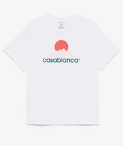 Casablanca Montagne Short Sleeve T-Shirt White, tee-shirt Casablanca blanc à manches courtes avec motif graphique Montagne inspiré des paysages.