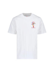 Casablanca Printed Nature T-Shirt White, tee-shirt Casablanca blanc à manches courtes avec imprimé graphique inspiré de la nature et du voyage.
