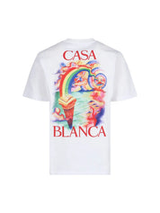 Casablanca Printed Nature T-Shirt White, tee-shirt Casablanca blanc à manches courtes avec imprimé graphique inspiré de la nature et du voyage.
