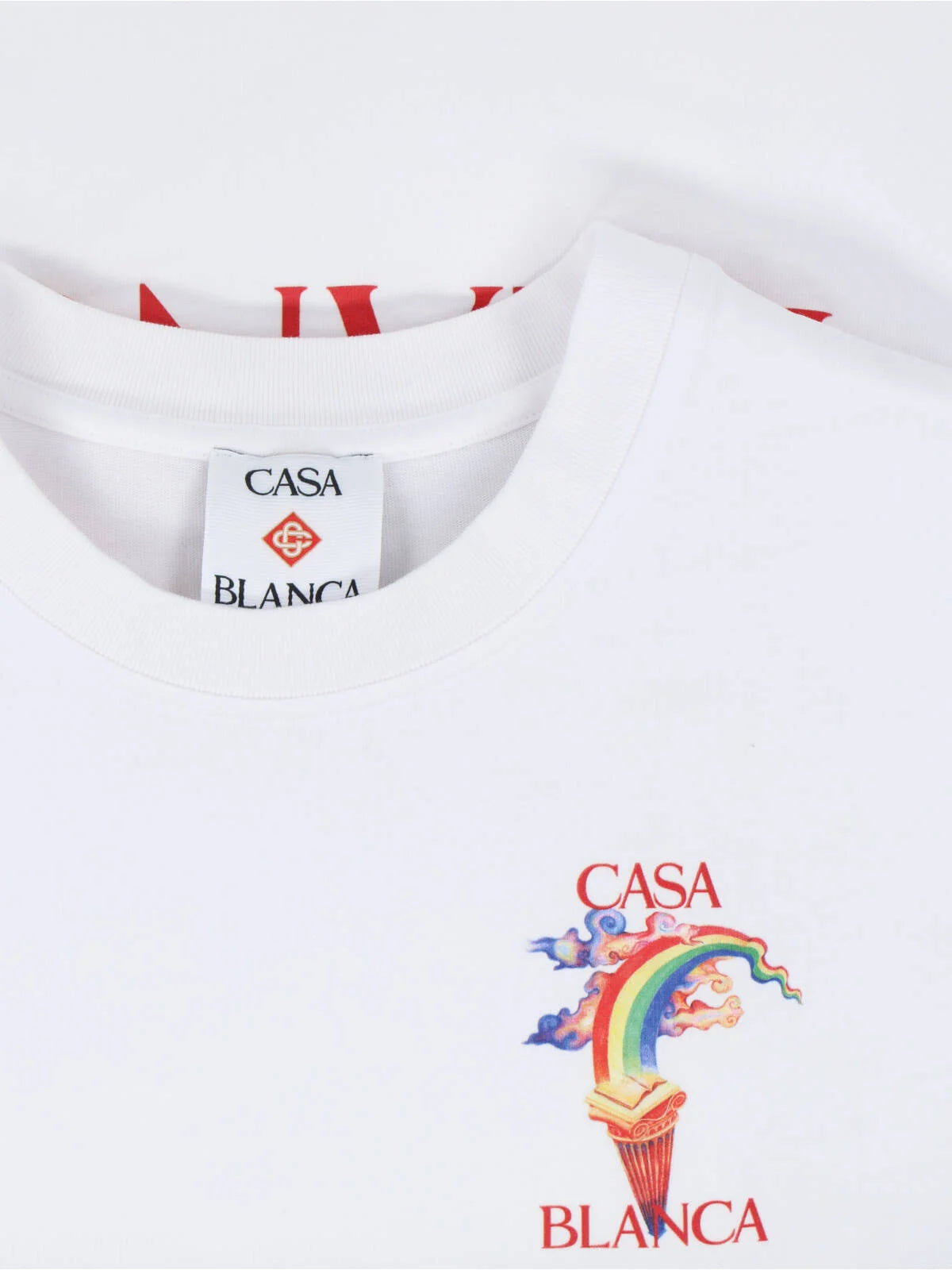 Casablanca Printed Nature T-Shirt White, tee-shirt Casablanca blanc à manches courtes avec imprimé graphique inspiré de la nature et du voyage.