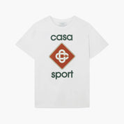 Casablanca Casa Sport T-Shirt White, tee-shirt Casablanca blanc à manches courtes et col rond avec graphisme Casa Sport.