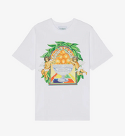 Casablanca Triomphe D'Orange T-Shirt White, tee-shirt Casablanca blanc à manches courtes avec graphisme Triomphe D'Orange aux tonalités orangées.