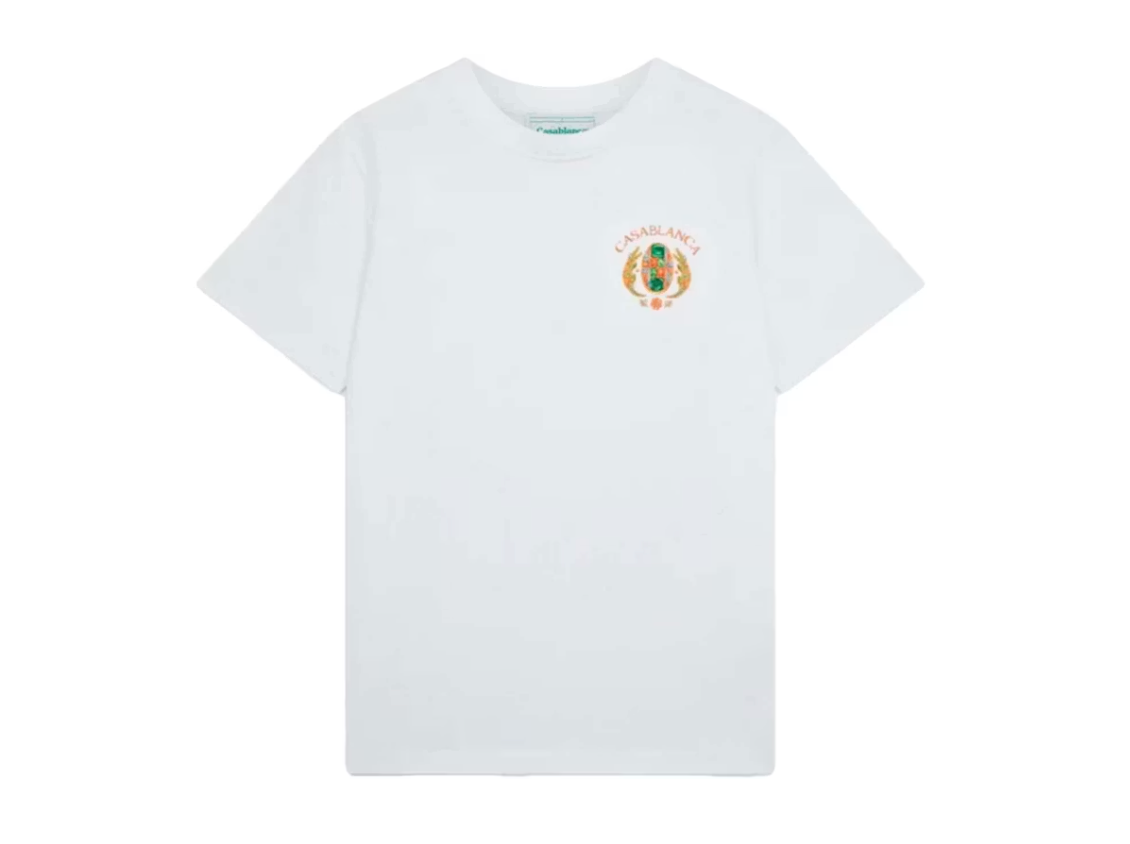 Casablanca Joyaux D'Afrique Tennis Club T-Shirt White, tee-shirt Casablanca blanc à manches courtes avec graphisme Joyaux D'Afrique Tennis Club.