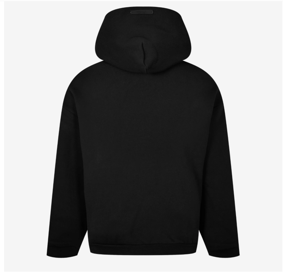 Fear of God Essentials Fleece Hoodie Black, hoodie noir en polaire Fear of God Essentials avec coupe ample, capuche ajustable et finitions premium.