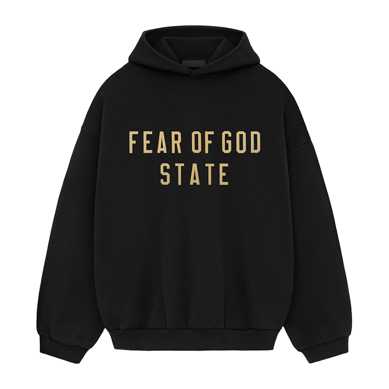 Fear of God Essentials Fleece Hoodie Black, hoodie noir en polaire Fear of God Essentials avec coupe ample, capuche ajustable et finitions premium.