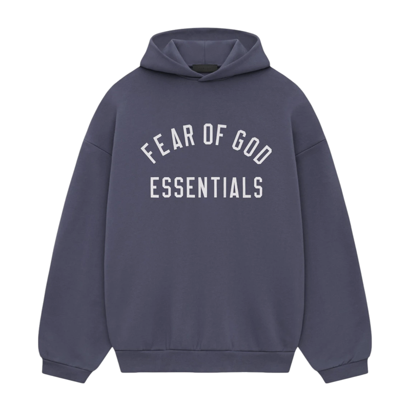Fear of God Essentials Fleece Hoodie Marine, hoodie en polaire coloris Marine de Fear of God Essentials avec coupe ample et finitions premium.