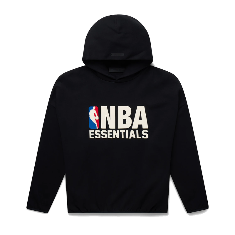 Fear of God Essentials NBA Hoodie Black, hoodie noir issu de la collaboration Fear of God Essentials x NBA au design minimaliste et au confort premium.