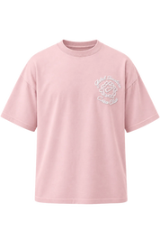 Global Sneakers x Coton Clair T-Shirt Brodé Pink, tee-shirt rose 230 GSM avec broderie Global Sneakers Crew Club devant et grand motif GC brodé au dos.