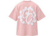 Global Sneakers x Coton Clair T-Shirt Brodé Pink, tee-shirt rose 230 GSM avec broderie Global Sneakers Crew Club devant et grand motif GC brodé au dos.
