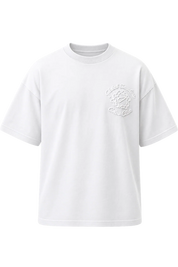 Global Sneakers x Coton Clair T-Shirt Brodé White, tee-shirt blanc 230 GSM avec broderie Global Sneakers Crew Club à l'avant et grand motif GC brodé au dos.