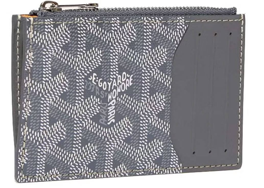 Goyard Bourbon Porte-cartes zippé Gris motif zip argent