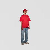 tee shirt torom rouge vue de loin et de face