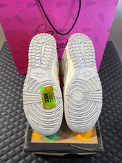 Sneakers Nike Dunk Low Off-White Lot 31 en cuir gris clair avec double laçage, zip tie signature et condition 9,9 sur 10.