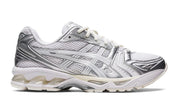 Chaussure de running JJJJound x ASICS GEL-Kayano 14 Silver White , semelle confortable , vue de profil